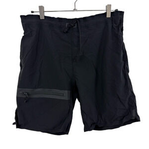 Foehn Shorts Mens Medium Black Drawstring Zip Pocket Utility Outdoor Run Jog 8"
